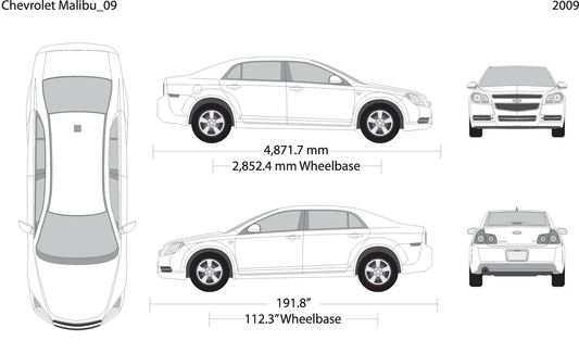 2009 Chevy Malibu V09 Vehicle Wrap Template
