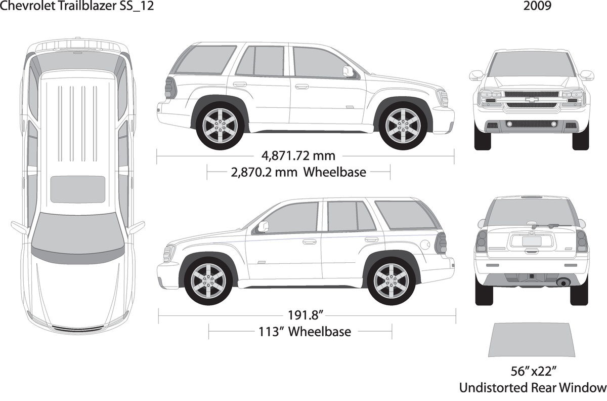 2009 Chevy Trailblazer V12 Vehicle Wrap Template