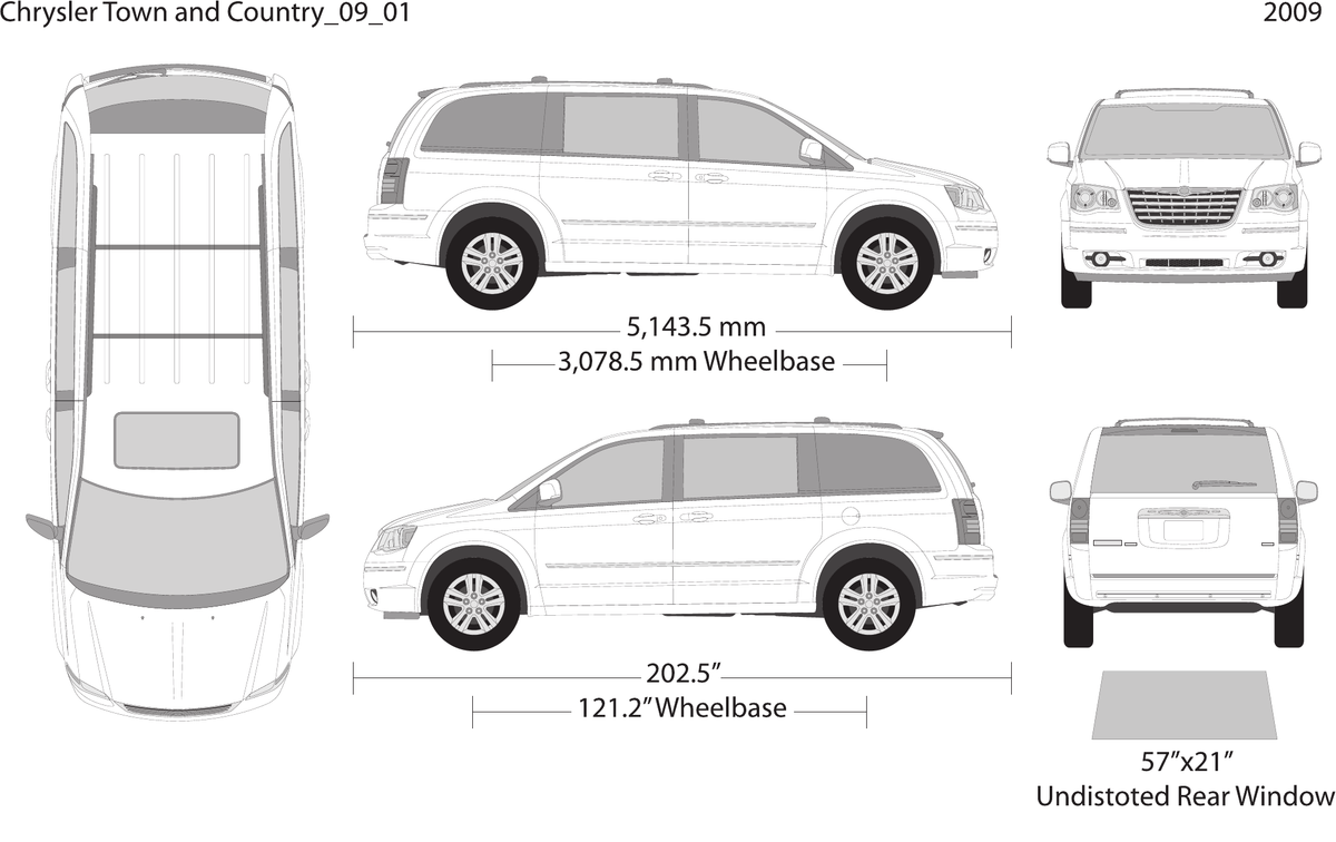 2009 Chrysler Town And Country vector wrap template, Design-Ready PDF - GravBase