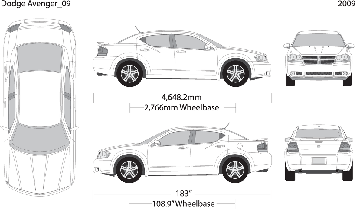 2009 Dodge Avenger V09 Vehicle Wrap Template
