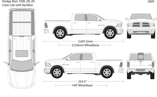 2009 Dodge Ram 1500 vector wrap template V05, Design-Ready PDF - GravBase