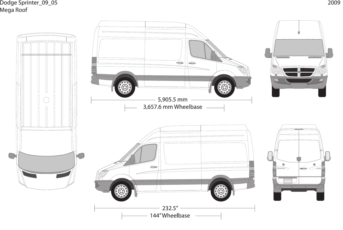 2009 Dodge Sprinter vector wrap template V05, Design-Ready PDF - GravBase