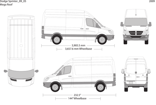 2009 Dodge Sprinter vector wrap template V05, Design-Ready PDF - GravBase