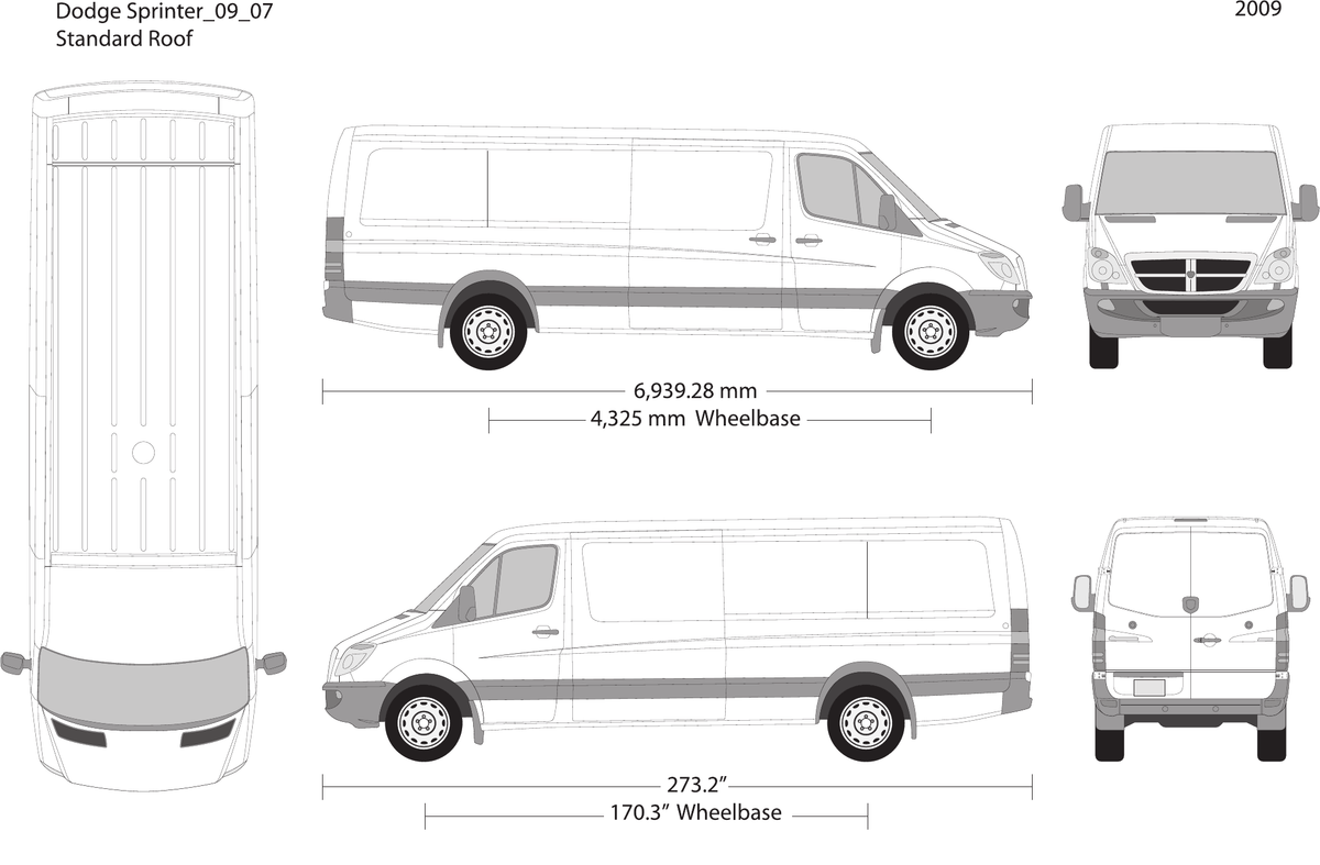 2009 Dodge Sprinter vector wrap template V07, Design-Ready PDF - GravBase