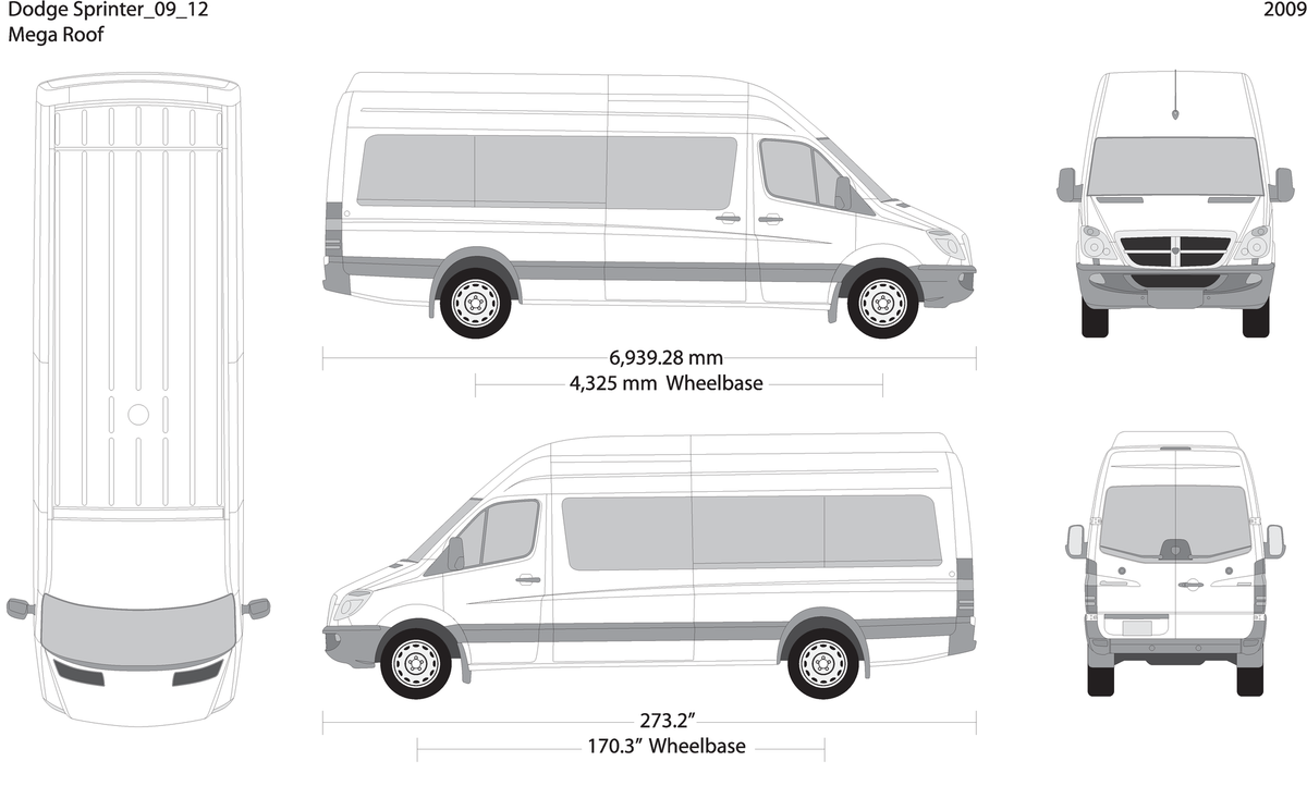 2009 Dodge Sprinter V12 Vehicle Wrap Template