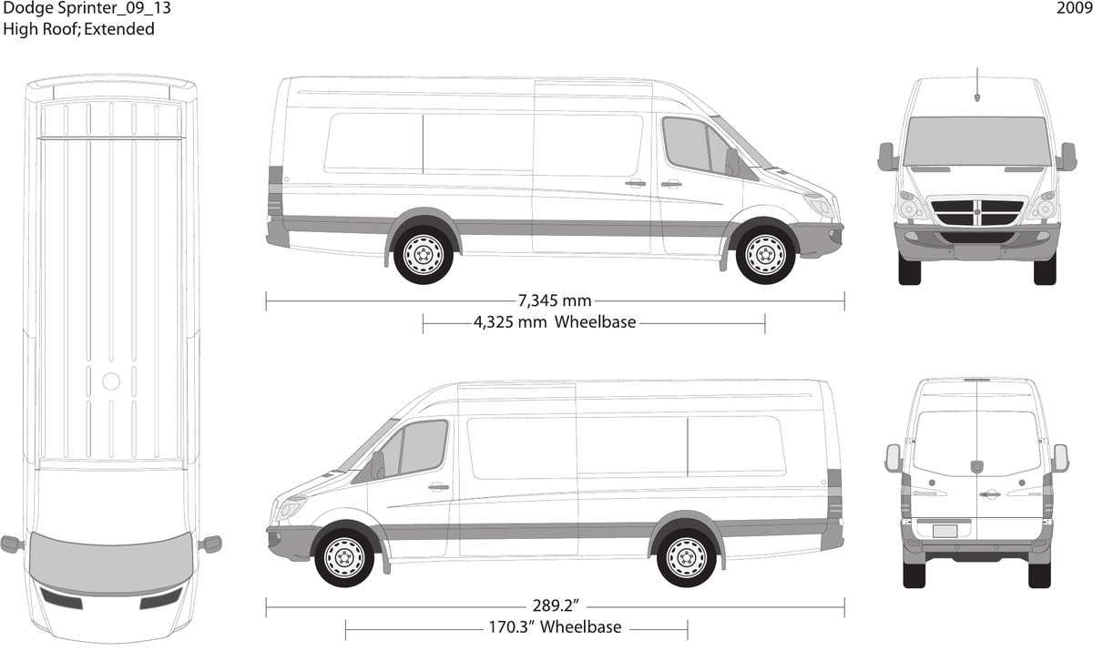 2009 Dodge Sprinter vector wrap template V13, Design-Ready PDF - GravBase