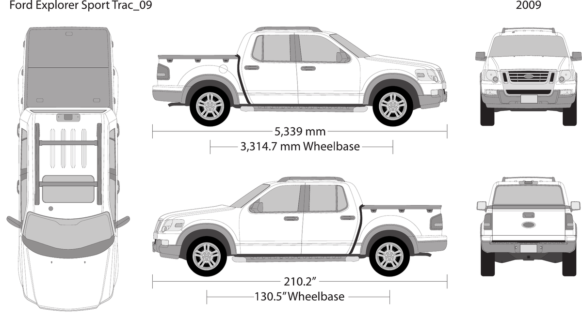 2009 Ford Explorer Sport Trac Vector Wrap Template - GravBase