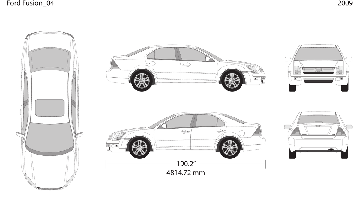 2009 Ford Fusion Vector Wrap Template - GravBase