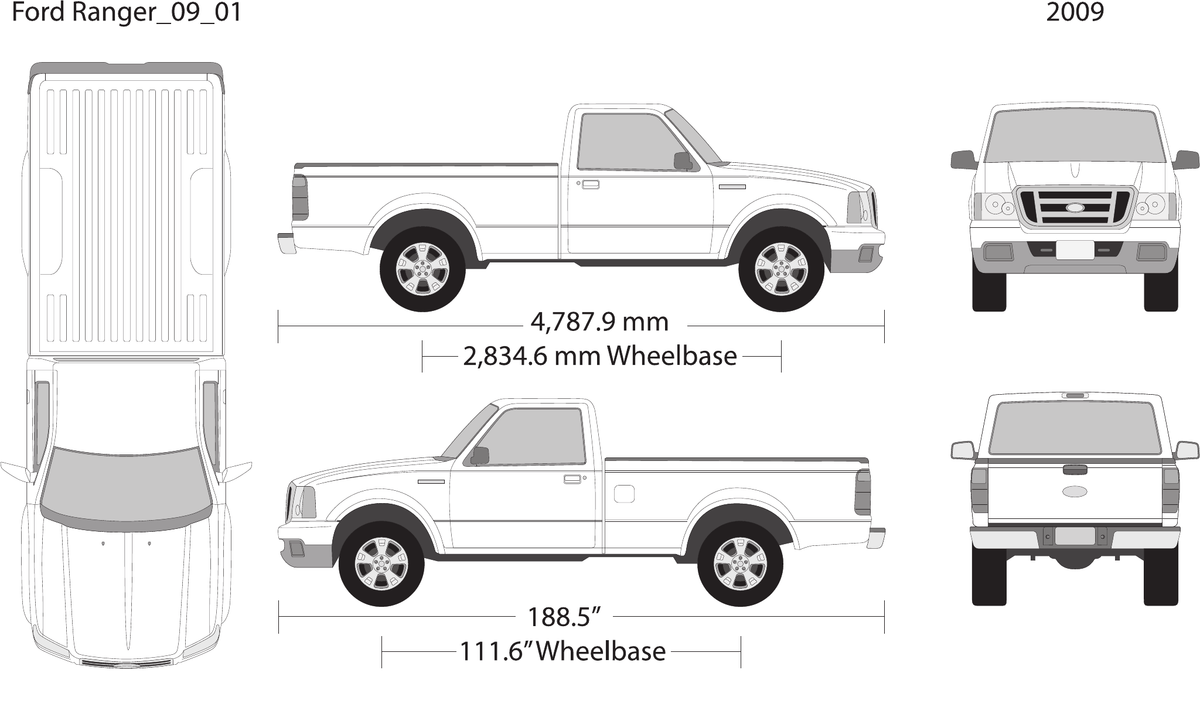 2009 Ford Ranger vector wrap template V01, Design-Ready PDF - GravBase