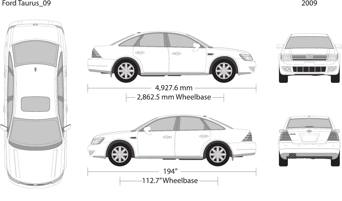 2009 Ford Taurus vector wrap template, Design-Ready PDF - GravBase