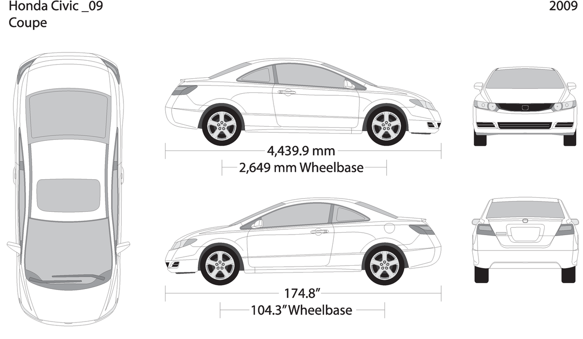 2009 Honda Civic Coupe V09 Vehicle Wrap Template