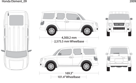 2009 Honda Element V09 Vehicle Wrap Template