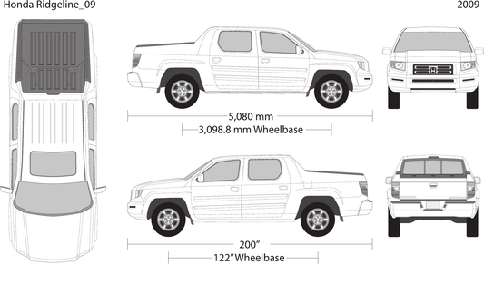 2009 Honda Ridgeline vector wrap template, Design-Ready PDF - GravBase