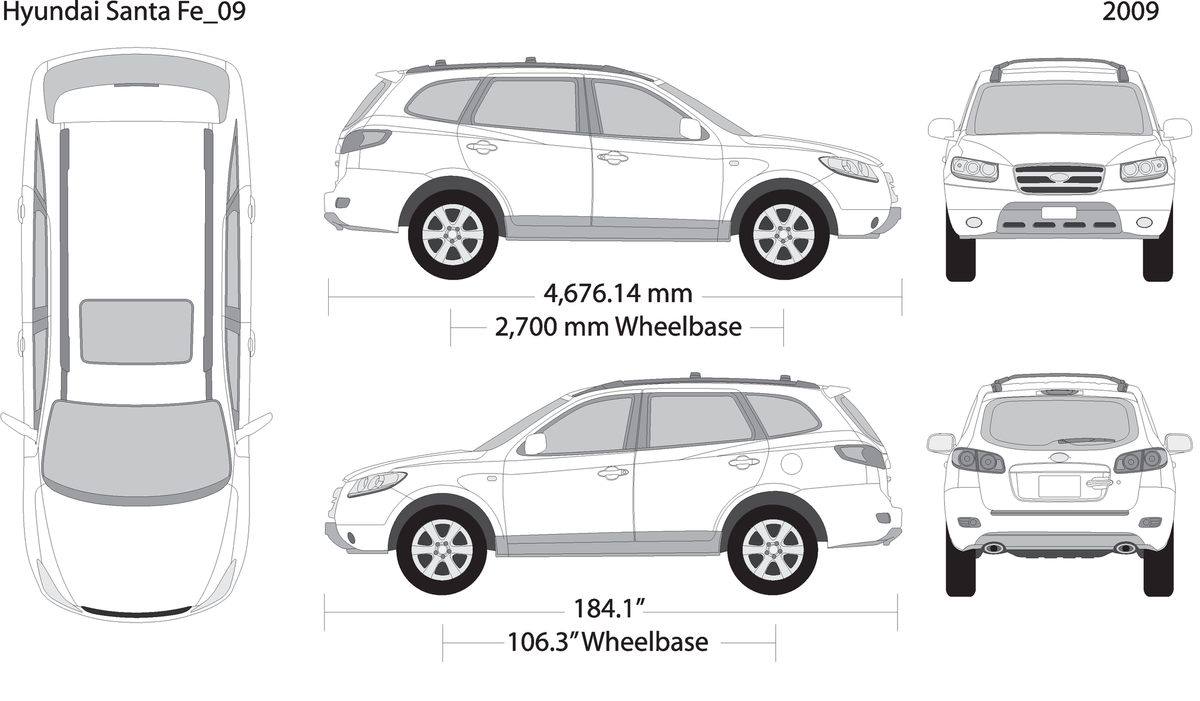2009 Hyundai Santa Fe V09 Vehicle Wrap Template