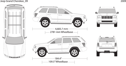 2009 Jeep Grand Cherokee Vector Wrap Template - GravBase