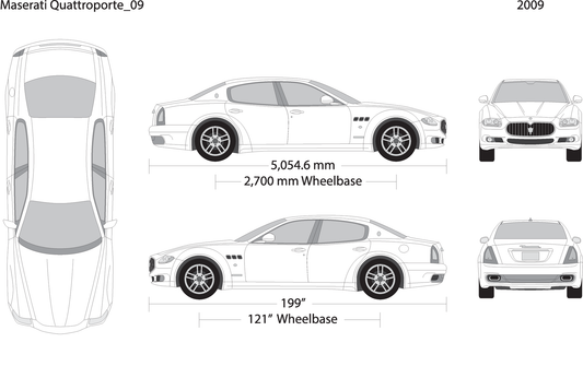 2009 Maserati Quattroporte V09 Vehicle Wrap Template