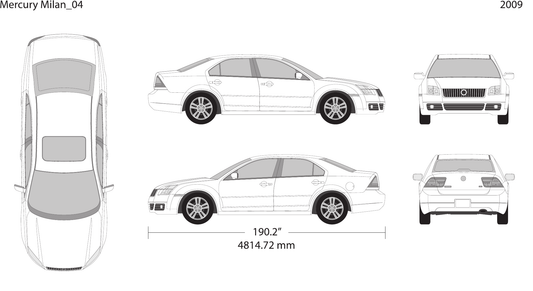 2009 Mercury Milan vector wrap template, Design-Ready PDF - GravBase