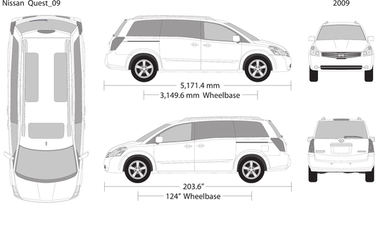 2009 Nissan Quest vector wrap template, Design-Ready PDF - GravBase