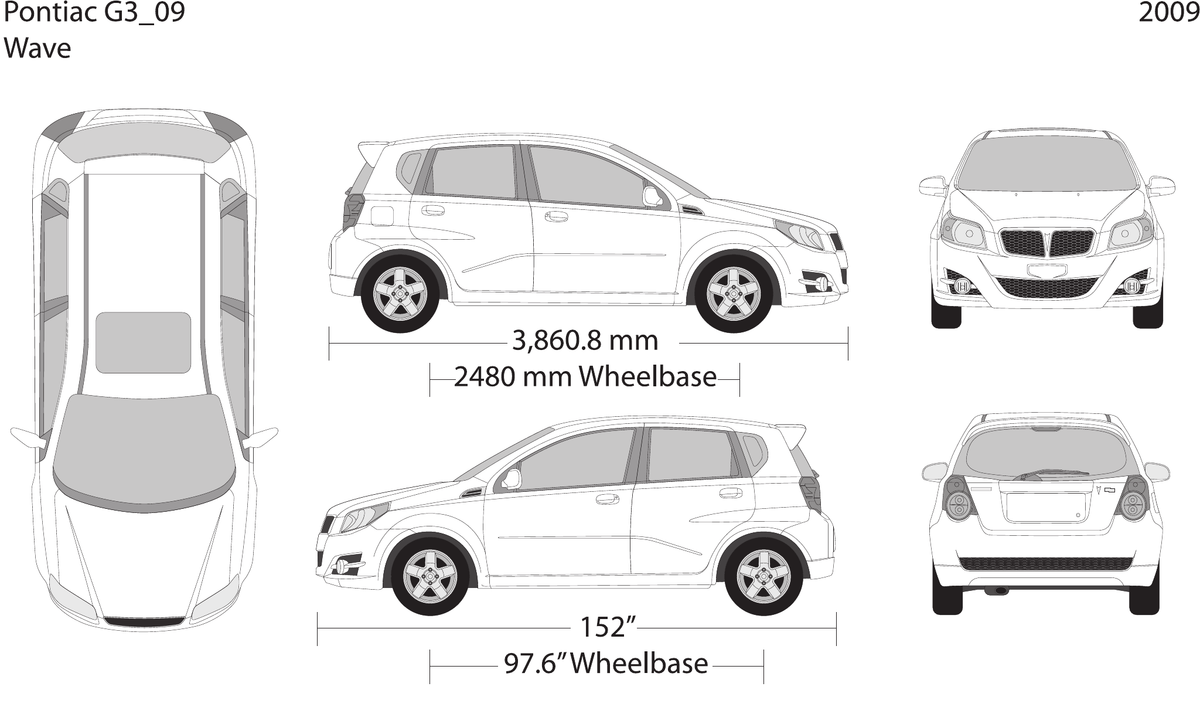 2009 Pontiac G3 Wave vector wrap template, Design-Ready PDF - GravBase