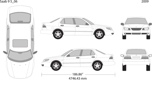 2009 Saab 9 5 vector wrap template, Design-Ready PDF - GravBase