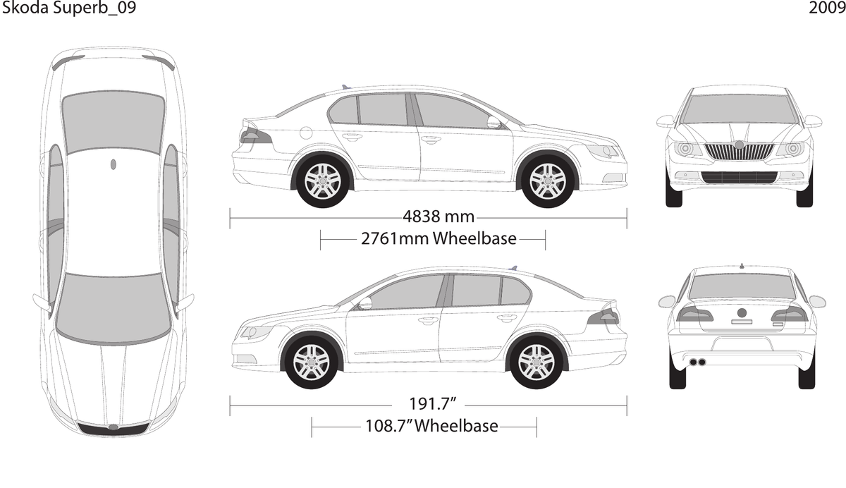 2009 Skoda Superb Vector Wrap Template - GravBase