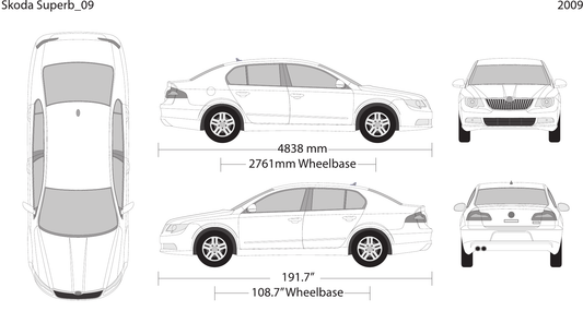 2009 Skoda Superb Vector Wrap Template - GravBase