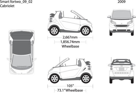 2009 Smart Fortwo Cabriolet V02 Vehicle Wrap Template