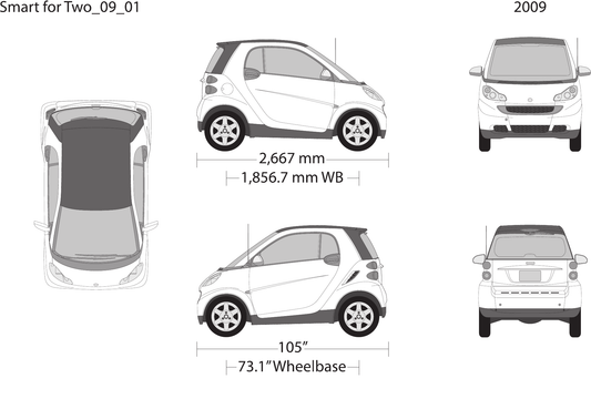 2009 Smart Fortwo Vector Wrap Template - GravBase