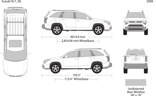 2009 Suzuki XL7 vector wrap template, Design-Ready PDF - GravBase