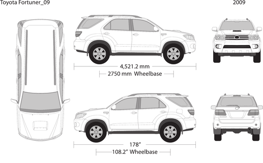 2009 Toyota Fortuner vector wrap template, Design-Ready PDF - GravBase