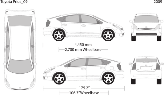 2009 Toyota Prius vector wrap template, Design-Ready PDF - GravBase