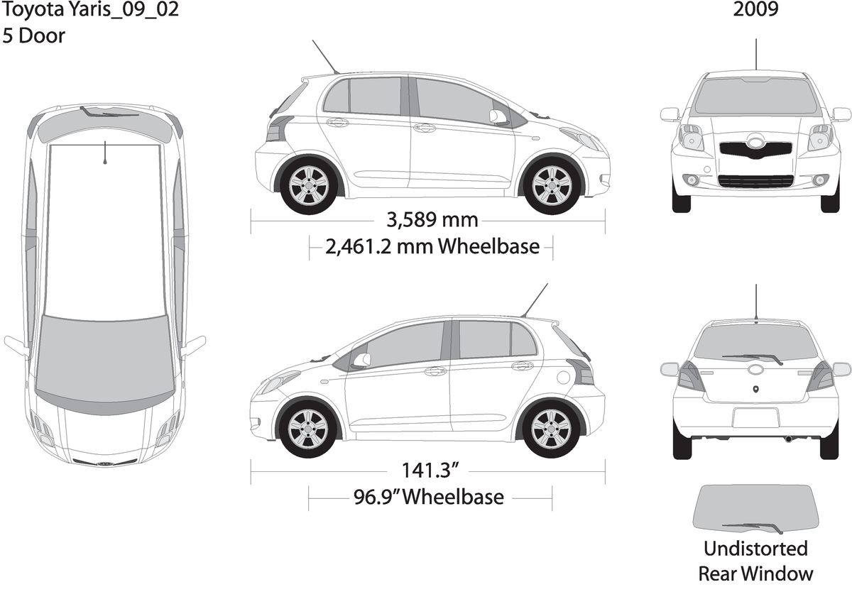 2009 Toyota Yaris V02 Vehicle Wrap Template