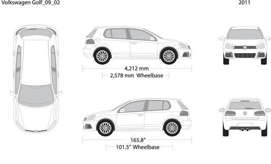 2009 Volkswagen Golf V02 Vehicle Wrap Template