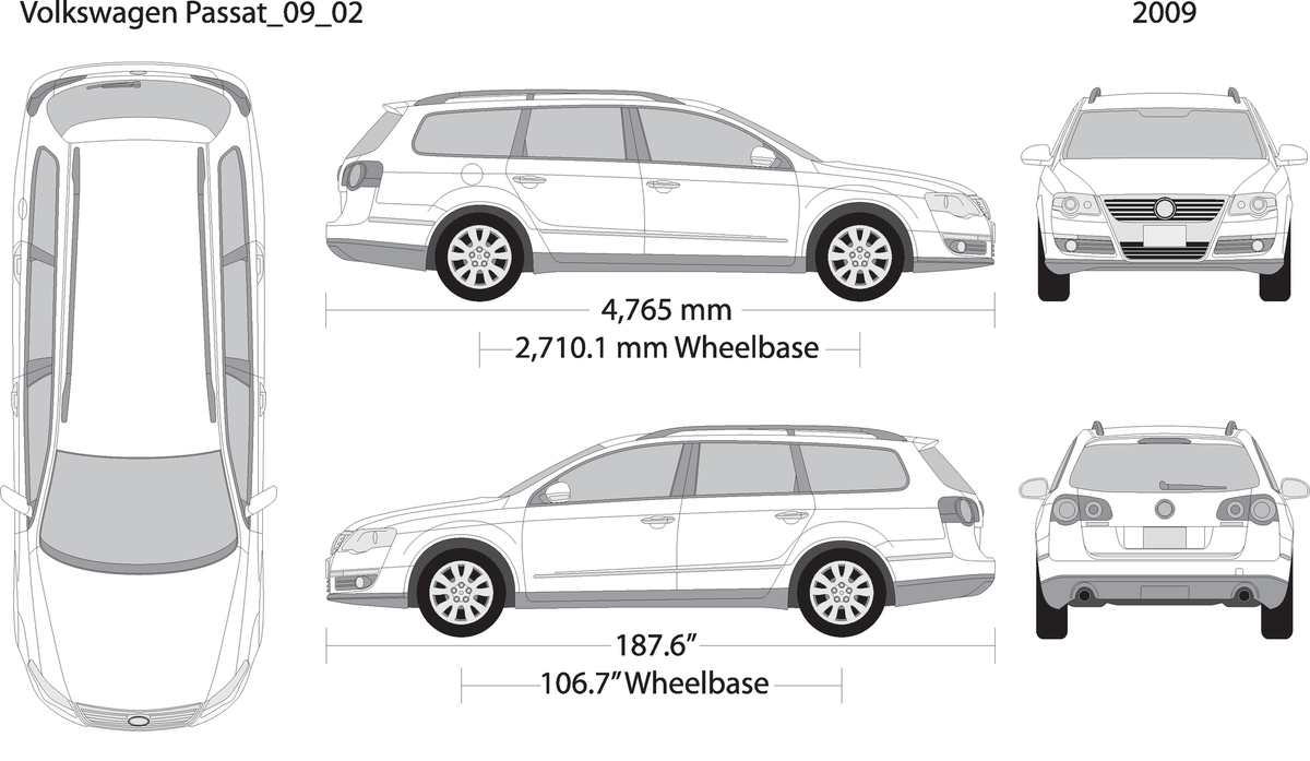 2009 Volkswagen Passat V02 Vehicle Wrap Template
