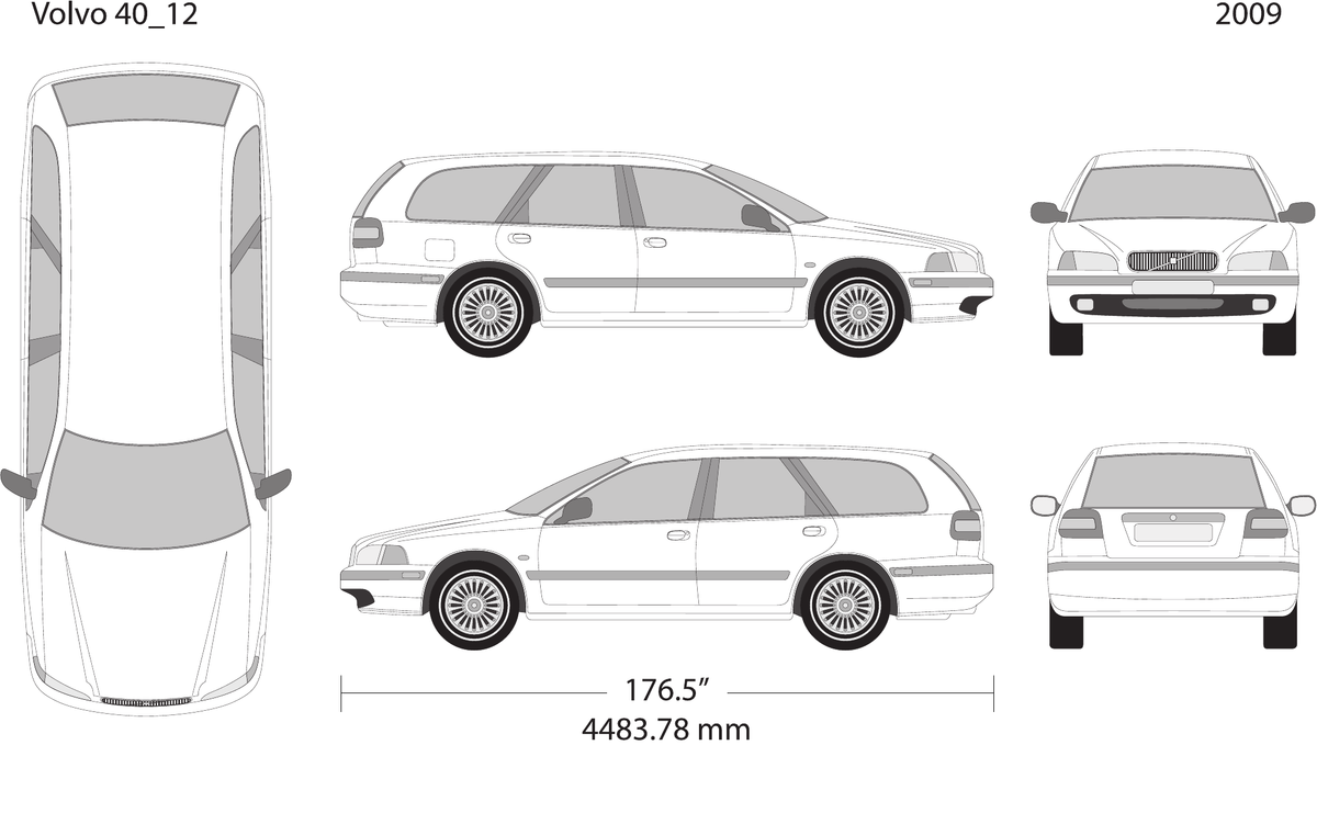 2009 Volvo 40 vector wrap template V12, Design-Ready PDF - GravBase
