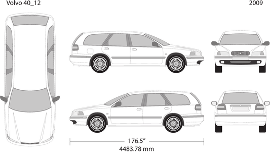 2009 Volvo 40 vector wrap template V12, Design-Ready PDF - GravBase