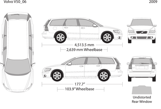2009 Volvo V50 vector wrap template, Design-Ready PDF - GravBase