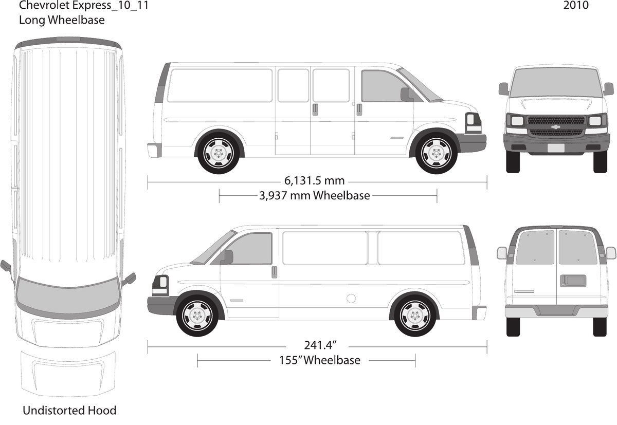 2010 Chevy Express vector wrap template V11, Design-Ready PDF - GravBase
