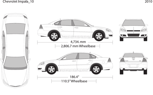 2010 Chevy Impala vector wrap template, Design-Ready PDF - GravBase