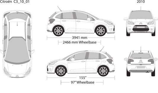 2010 Citroen C3 vector wrap template, Design-Ready PDF - GravBase