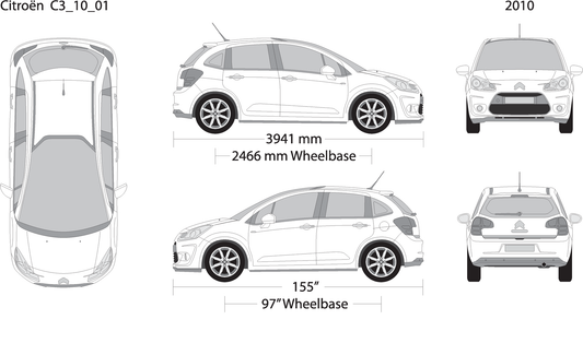 2010 Citroen C3 V01 Vehicle Wrap Template