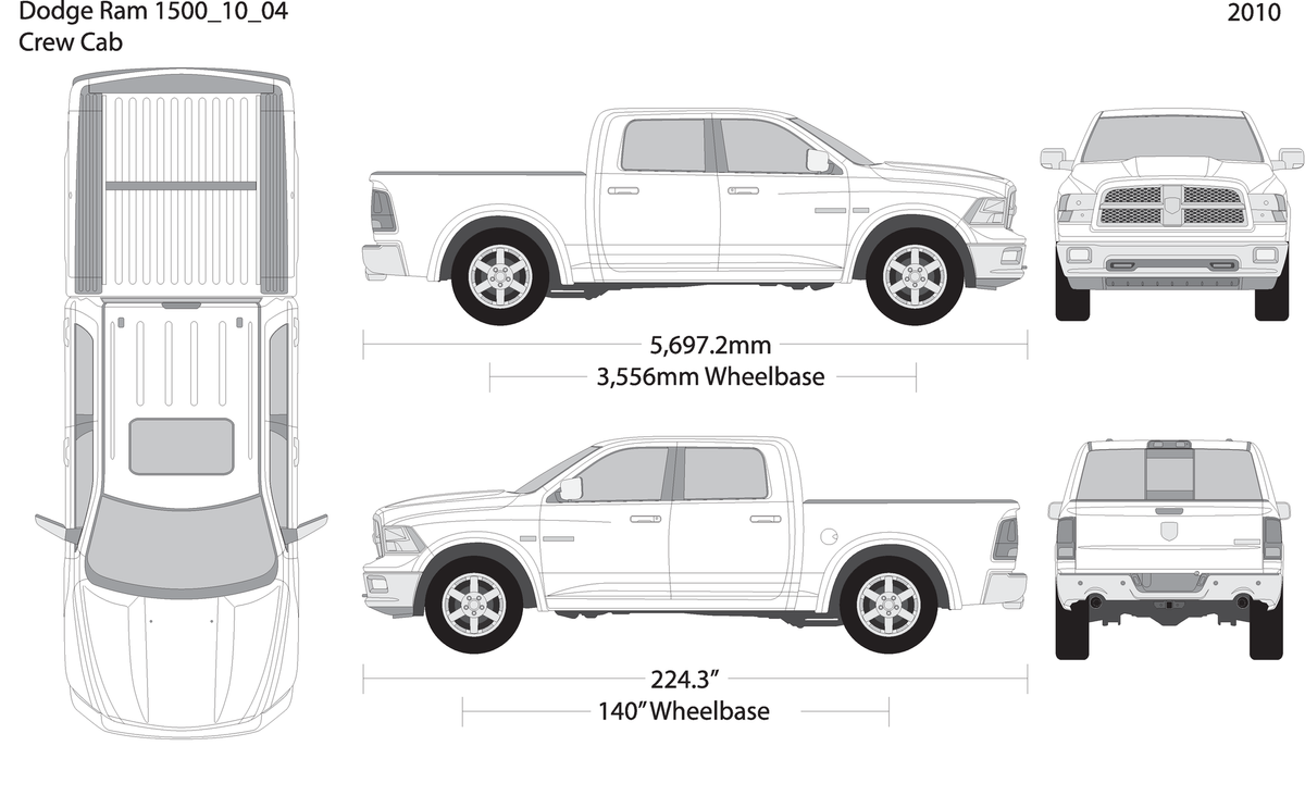 2010 Dodge Ram 1500 V04 Vehicle Wrap Template
