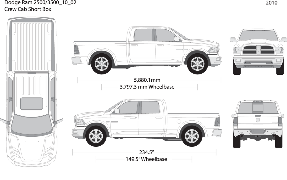 2010 Dodge Ram 2500 3500 V02 Vehicle Wrap Template