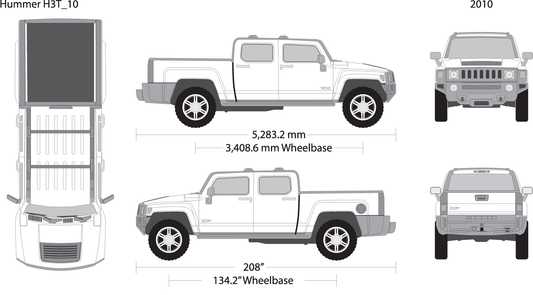 2010 Hummer H3T V10 Vehicle Wrap Template