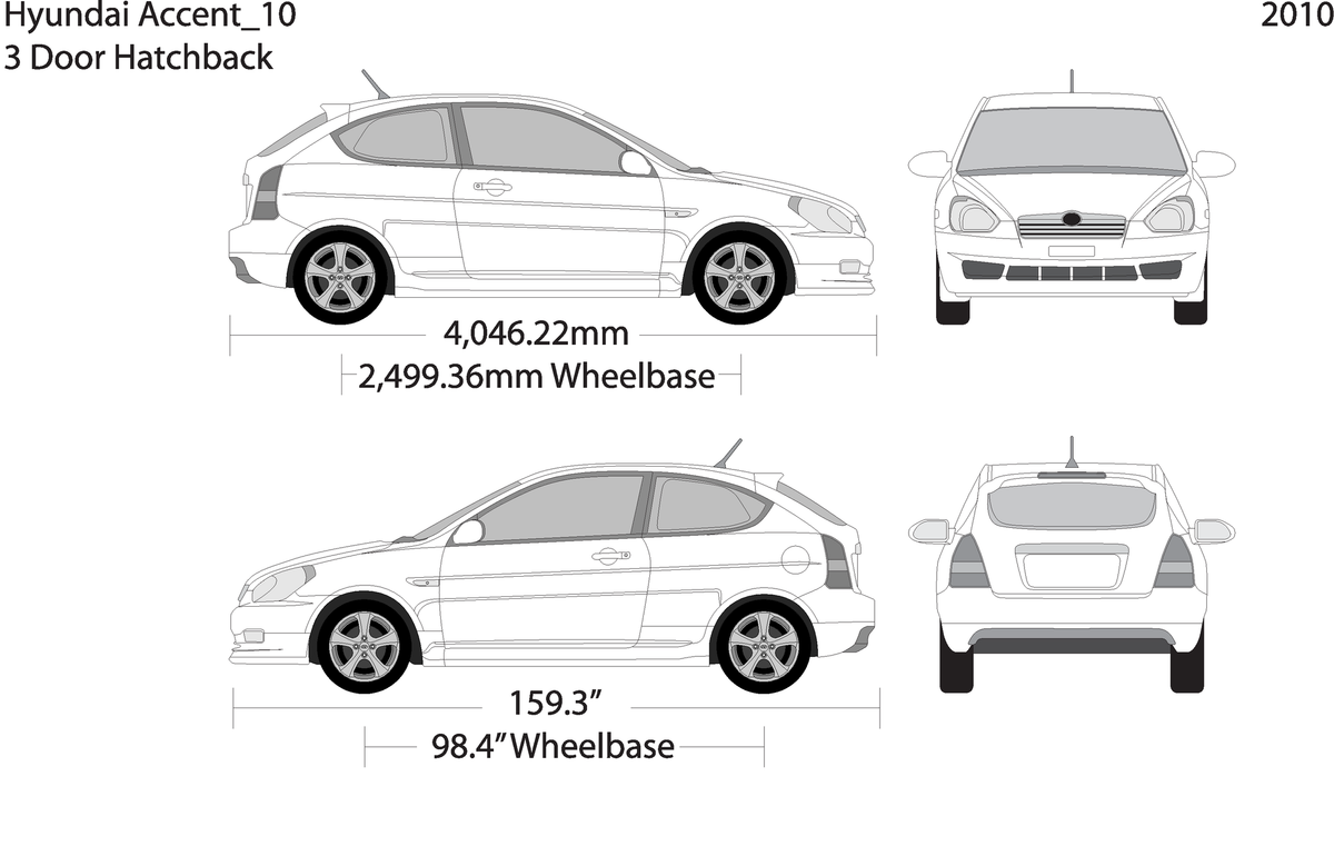 2010 Hyundai Accent Hatchback V10 Vehicle Wrap Template