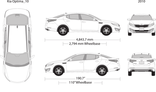 2010 Kia Optima vector wrap template, Design-Ready PDF - GravBase