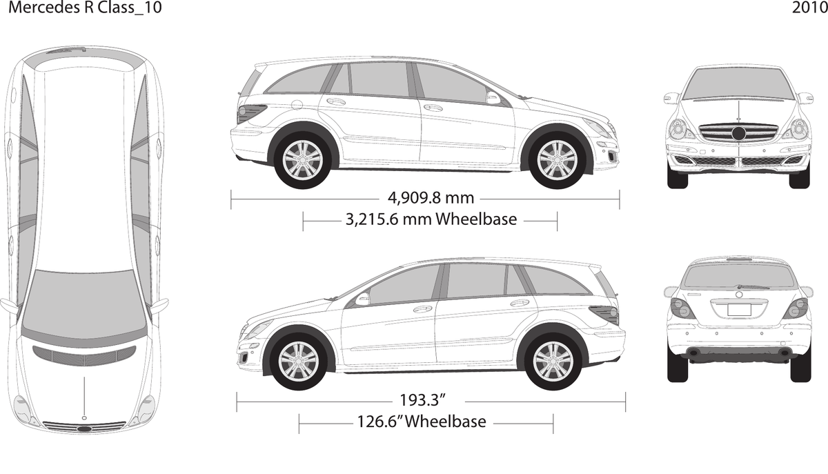 2010 Mercedes R-Class Vector Wrap Template - GravBase