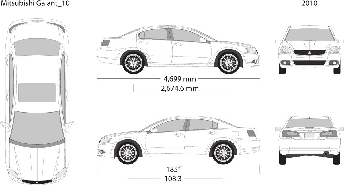 2010 Mitsubishi Galant Vector Wrap Template - GravBase