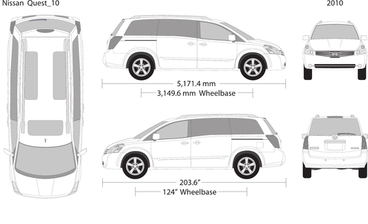 2010 Nissan Quest vector wrap template, Design-Ready PDF - GravBase