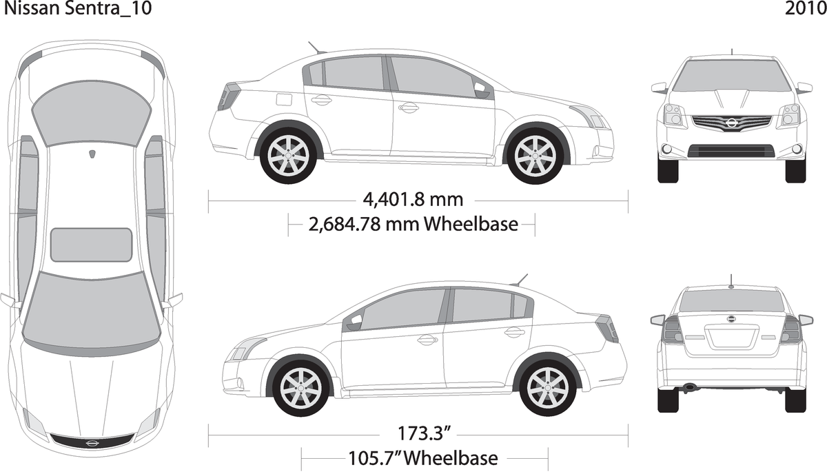 2010 Nissan Sentra V10 Vehicle Wrap Template